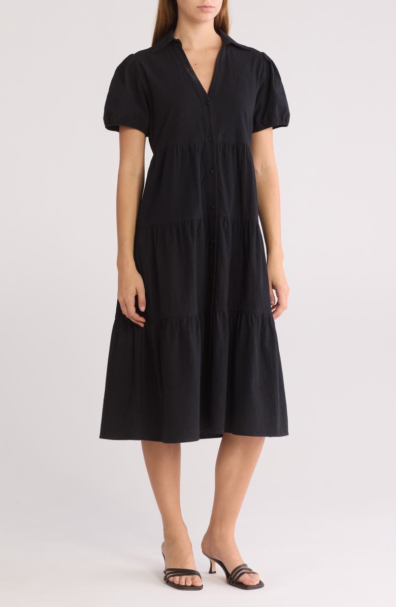 AREA STARS Bellina Tiered Midi Shirtdress, Main, color,