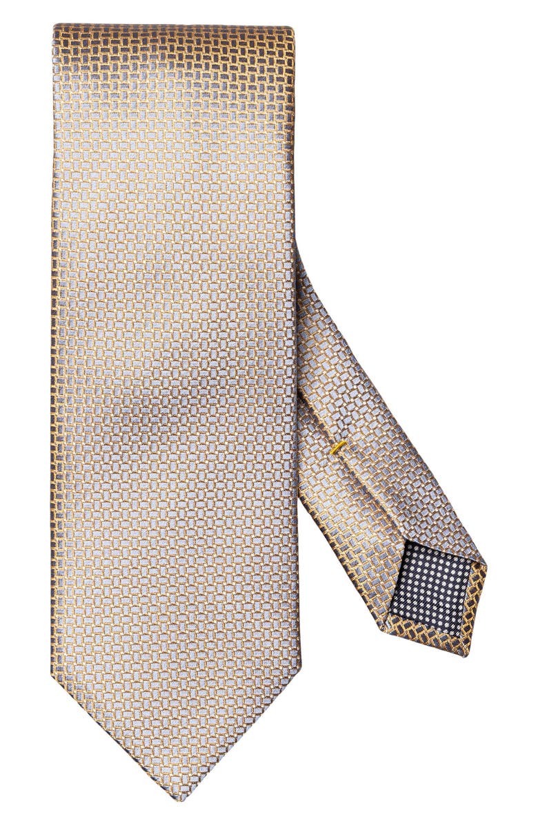 Eton Geometric Jacquard Silk Tie, Main, color, Light Yellow