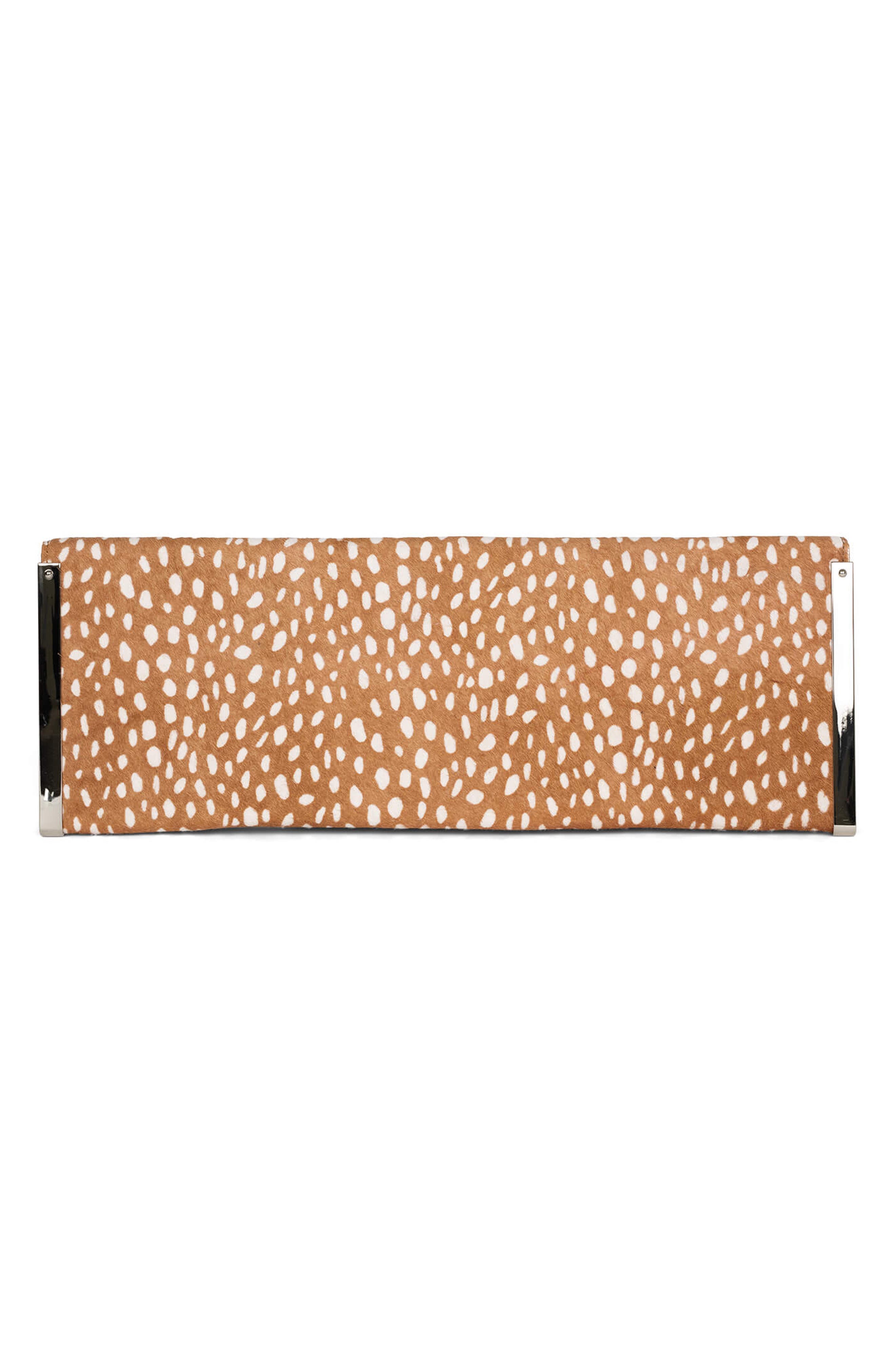 Jeffrey Campbell Genuine Calf Hair Clutch, Alternate, color, Beige White Spot