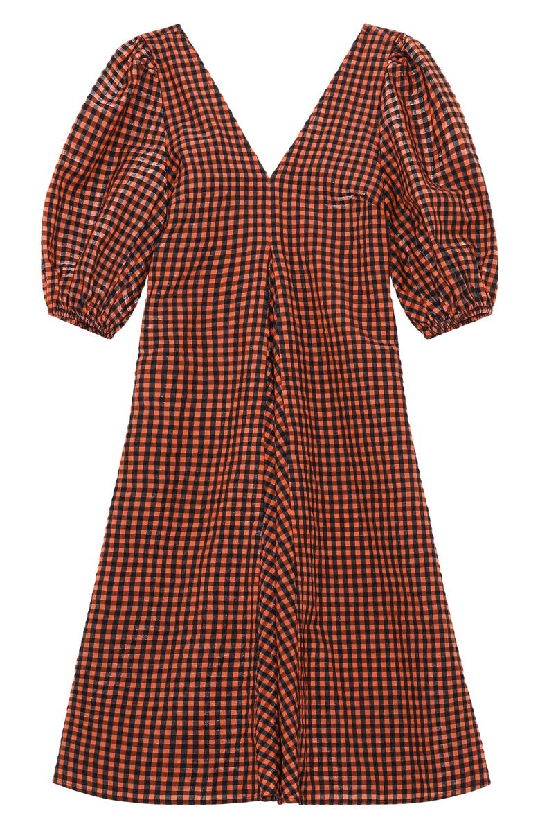 Ganni Check Balloon Sleeve Dress, Alternate, color, 