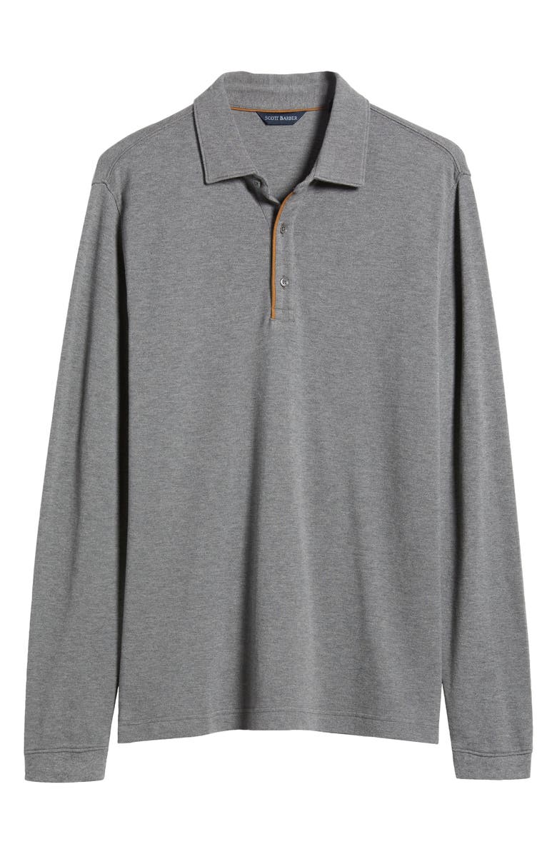 Scott Barber Long Sleeve Cotton & Wool Piqué Polo, Alternate, color, 