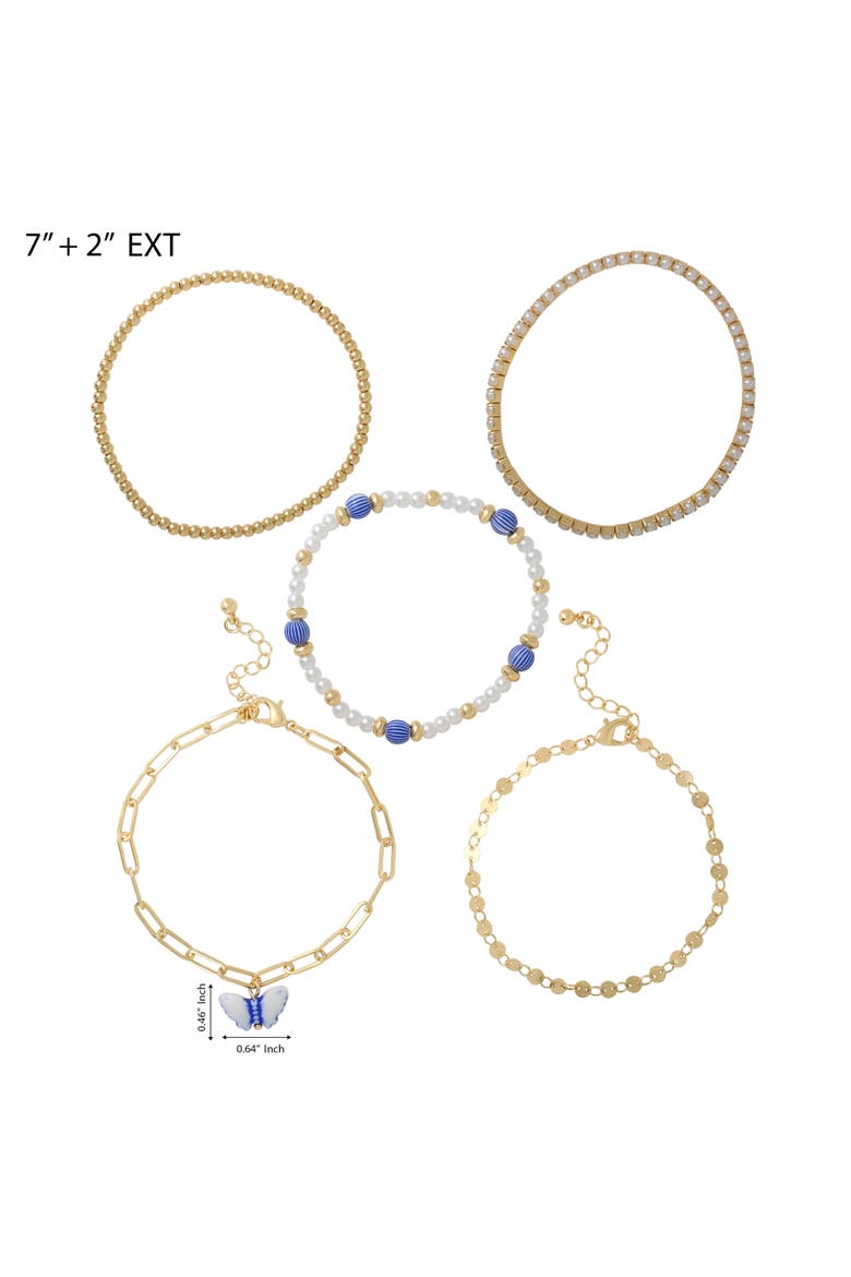 Gold-Tone Chain and Stretch Bracelets for Women 5-Piece Set, Alternate, color, Gold-Tone