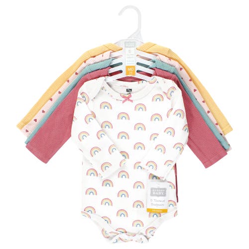 Hudson Baby Thermal Long Sleeve Bodysuits In Multi