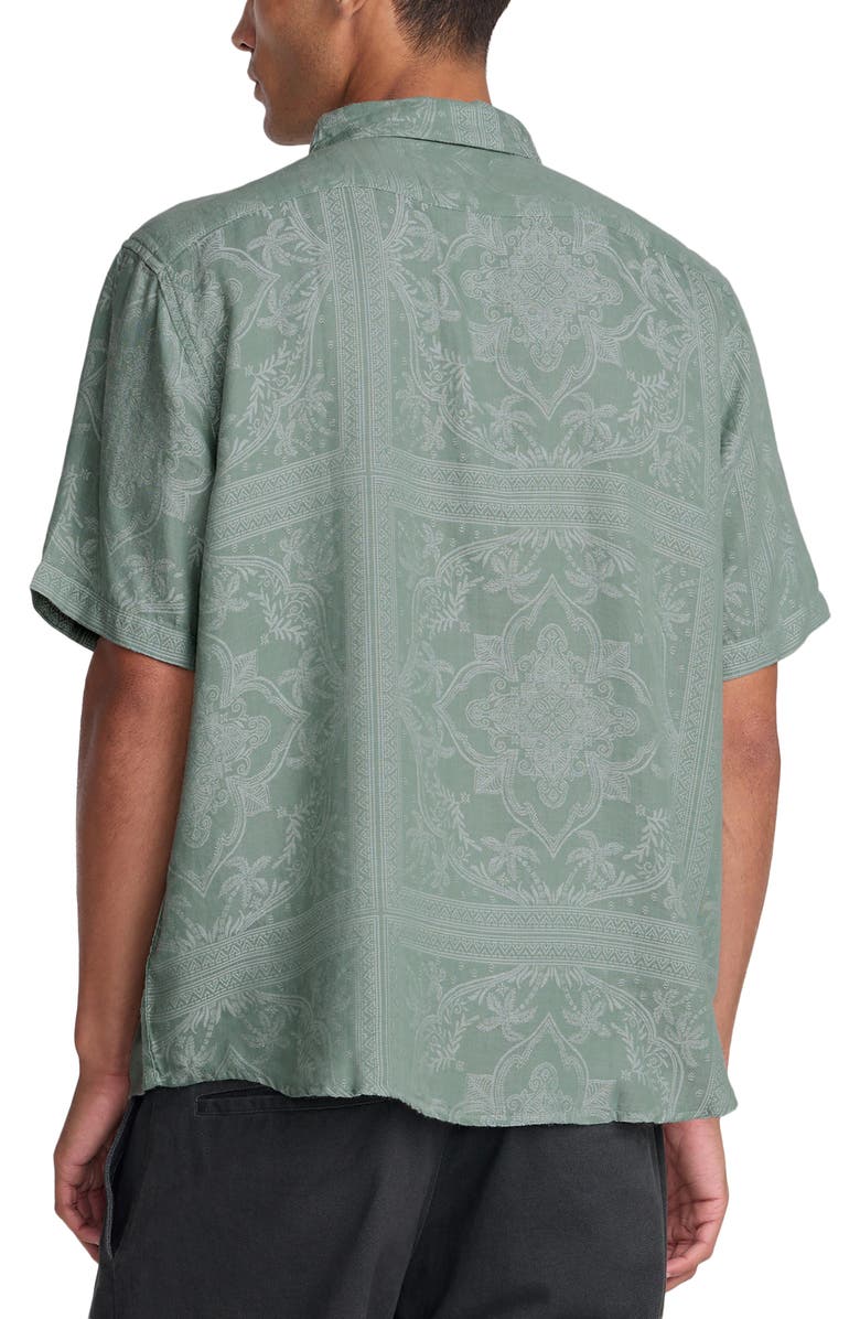 RVCA Mellowist Short Sleeve Button-Up Shirt, Alternate, color, Jade