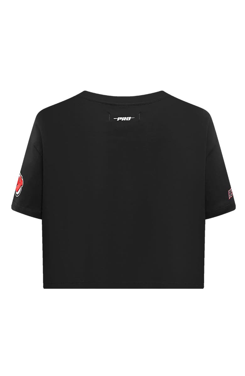 PRO STANDARD Women's Pro Standard Black New Jersey Devils Boxy Script Tail Cropped T-Shirt, Alternate, color, 