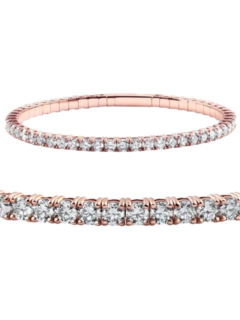 2 - 10Ct TW Flexible Diamond Bangle Tennis Bracelet Lab Grown 14k Gold