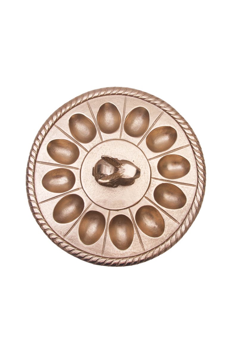 Easter Bunny Rabbit Gold Metal 12-Section Deviled Egg Serving Platter 10", Alternate, color, Gold