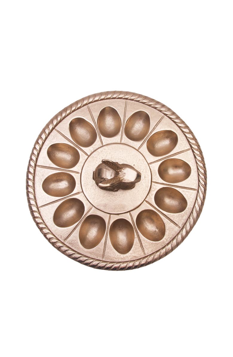 Gallerie II Easter Bunny Rabbit Gold Metal 12-Section Deviled Egg Serving Platter 10", Alternate, color, Gold