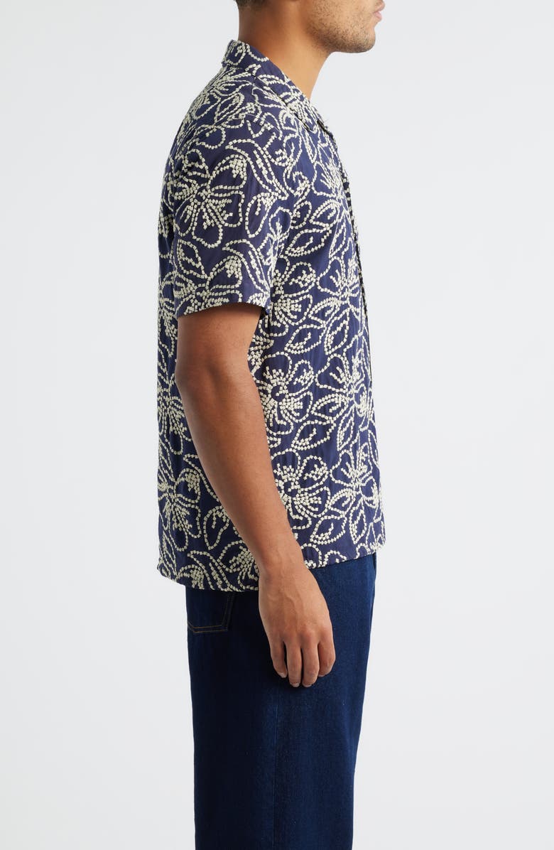 PS Paul Smith Casual Fit Floral Embroidered Camp Shirt, Alternate, color, Very Dark Navy