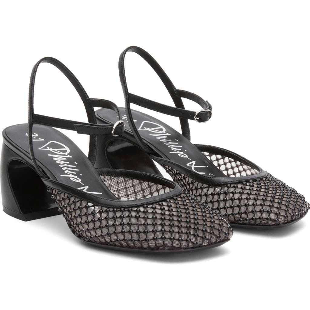 3.1 Phillip Lim Ankle Strap Crescent Heel Pump In Black