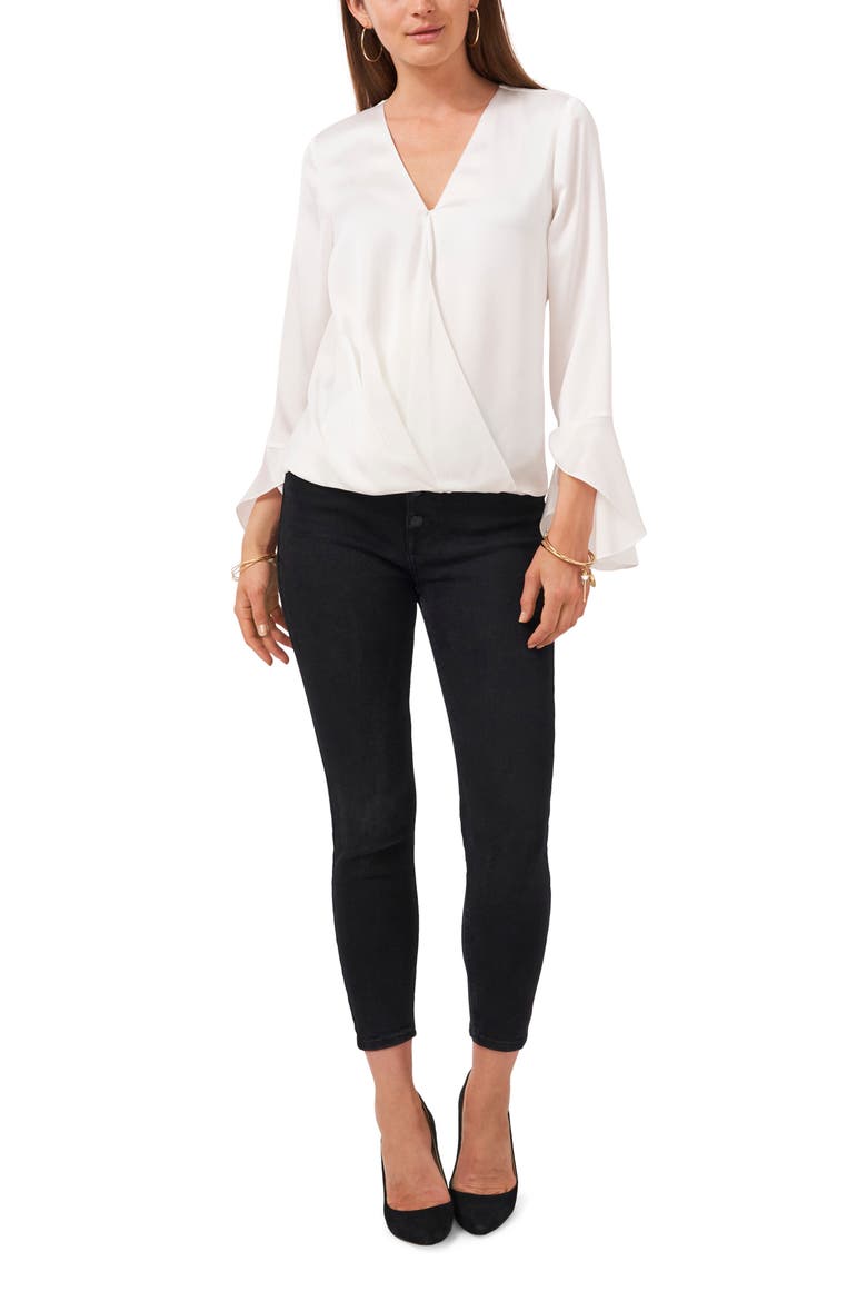 Bell Sleeve Satin Blouse, Alternate, color, NEW IVORY