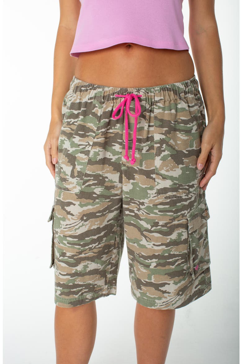 Precious Cargo Camo Shorts, Alternate, color, OIL GREEN