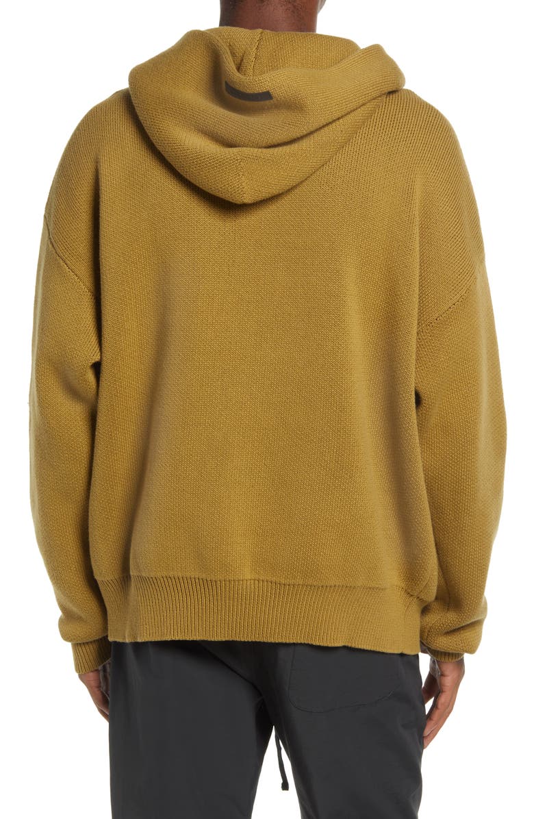 Fear of God Essentials Oversize Knit Hoodie, Alternate, color, Amber