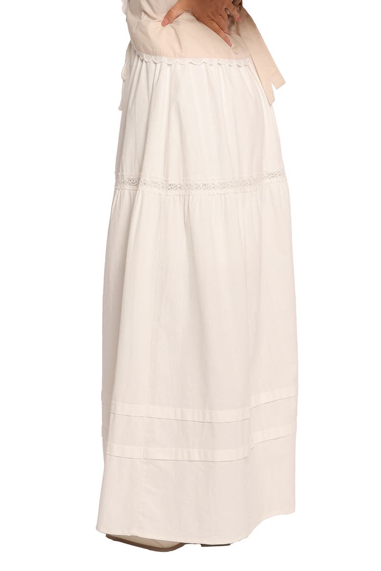 Darlie Lace Trim Tiered Maxi Skirt, Alternate, color, WHITE