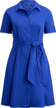 Lauren Ralph Lauren Finnbarr Belted Cotton Blend Shirtdress