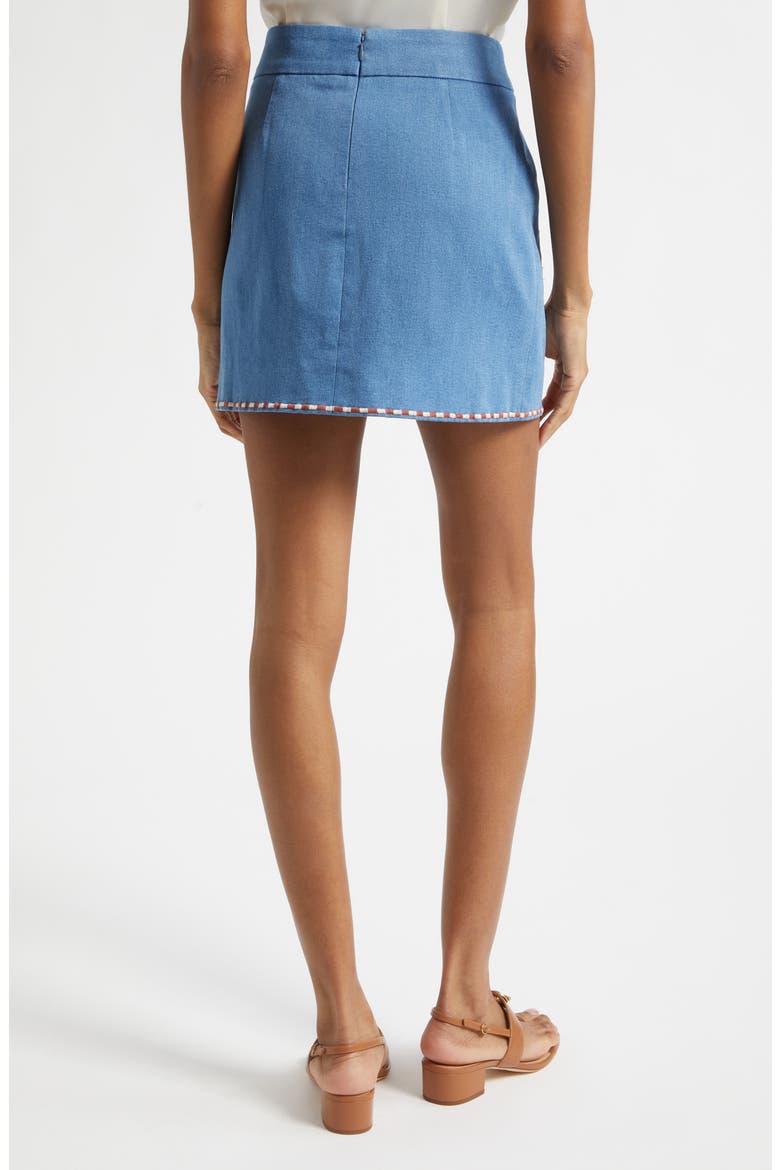 Pallas Embroidered Pocket Detail Stretch Cotton Skirt, Alternate, color, SEA GLARE