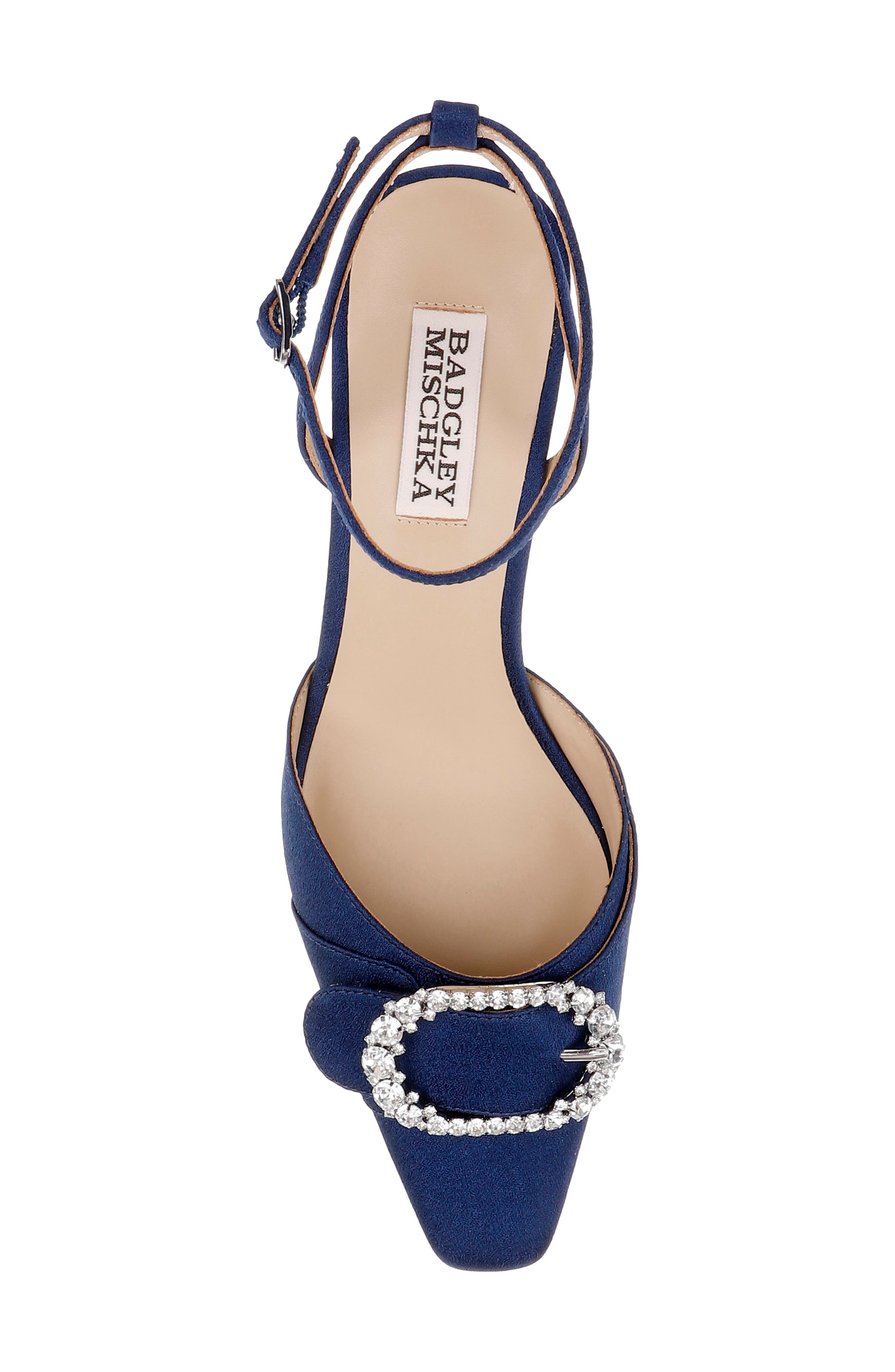 Odesza Kitten Heel Ankle Strap Pump, Alternate, color, NAVY CREPE