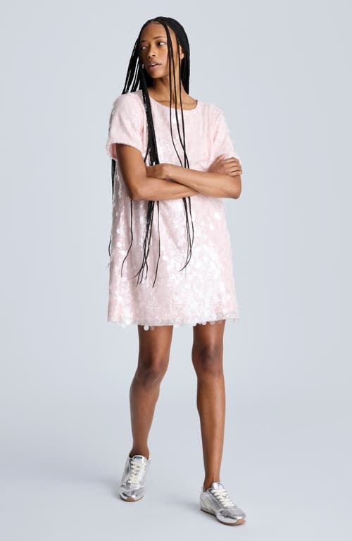 Kenneth Cole Sequin & Paillette T-shirt Minidress In Rose