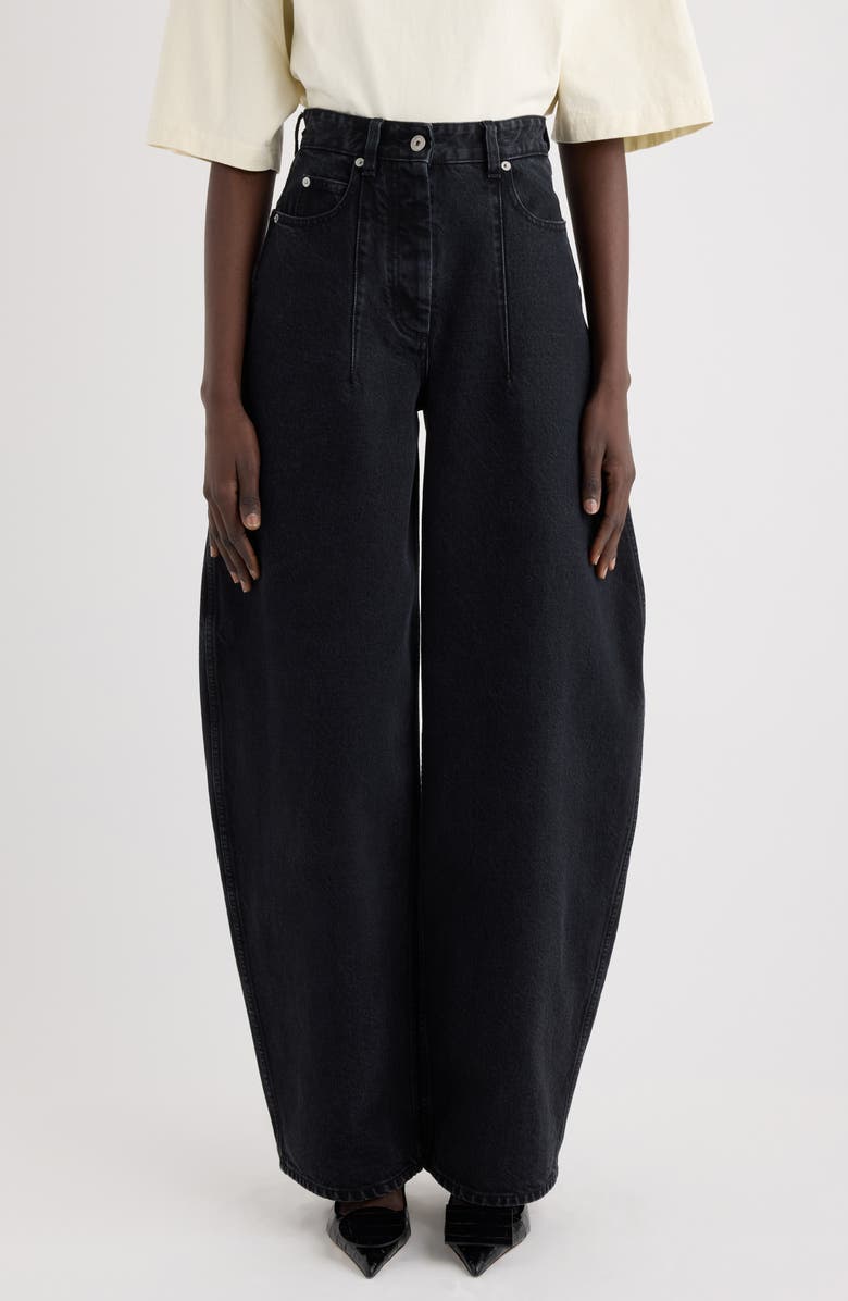 Jacquemus Le De-Nîmes Ovalo Barrel Leg Jeans, Main, color, Black