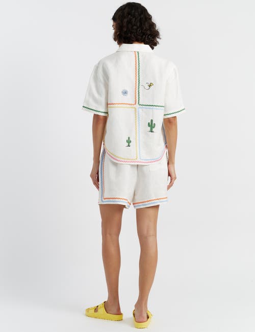 Chinti & Parker Linen-cotton Peanuts Vacation Shorts In Cream