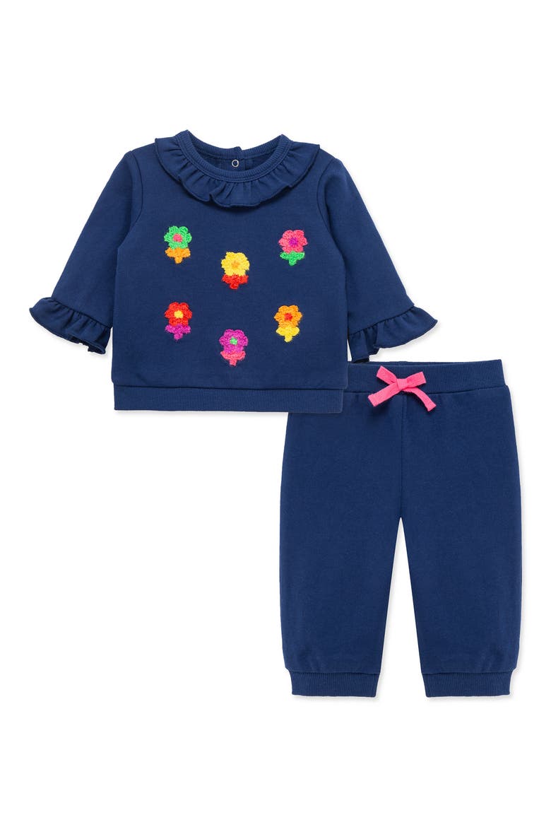 Pop Flowers Active Top & Joggers Set, Main, color, BLUE