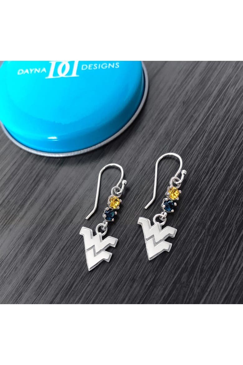 West Virginia Mountaineers Dangle Crystal Earrings, Alternate, color, Silver