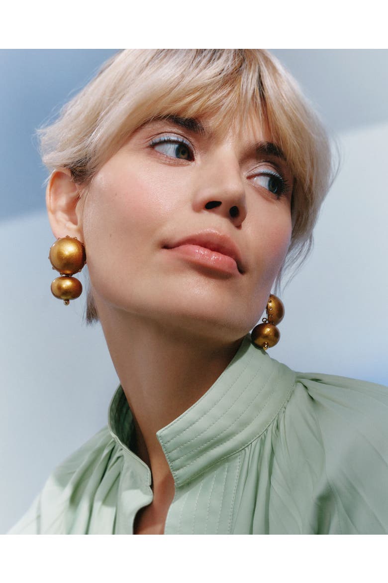 Livia Earrings, Alternate, color, Golden Saffron