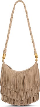 Balmain Ebene Hobo fringed suede bag