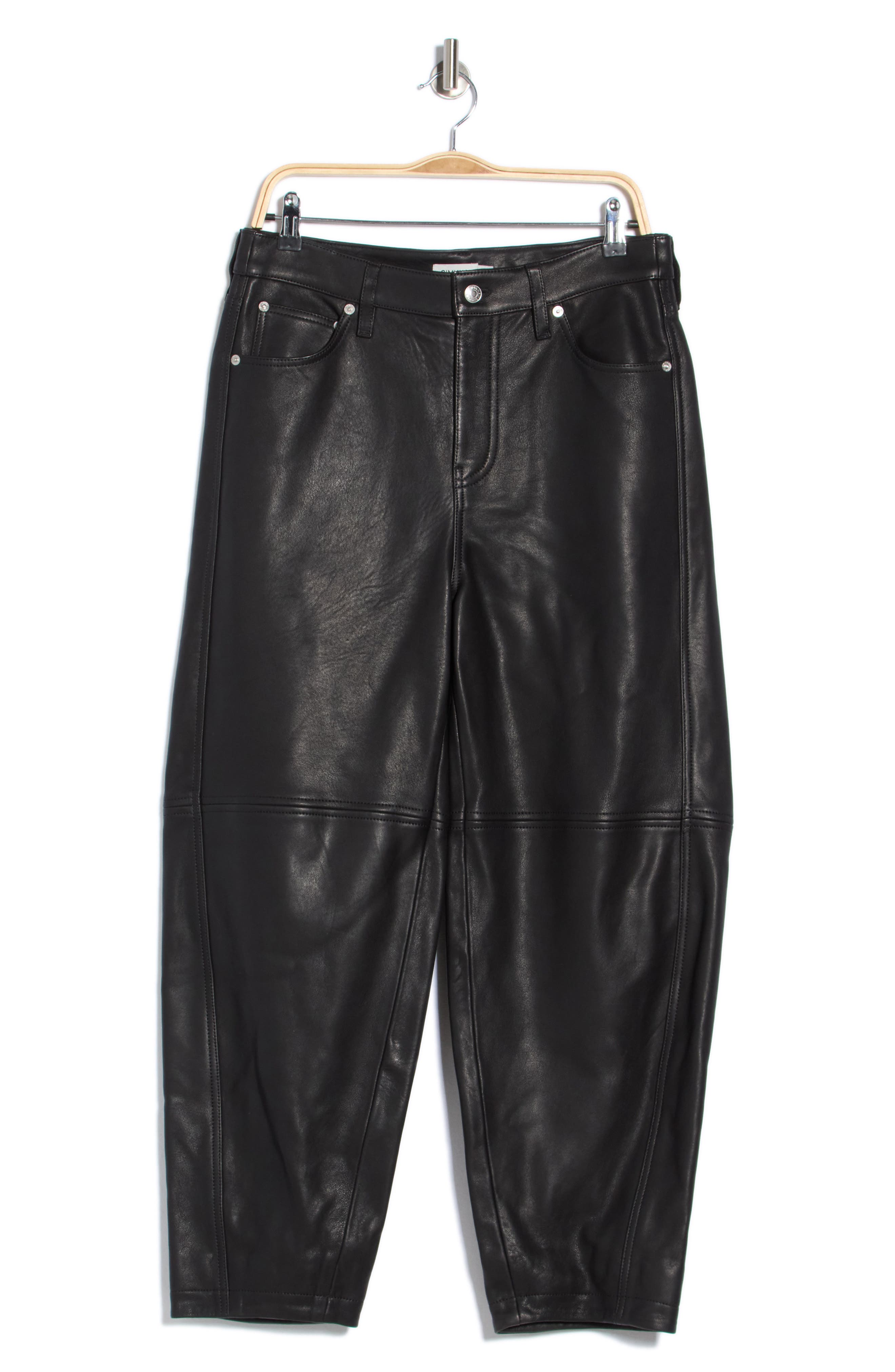 Waldon High Waist Curved Leg Leather Pants