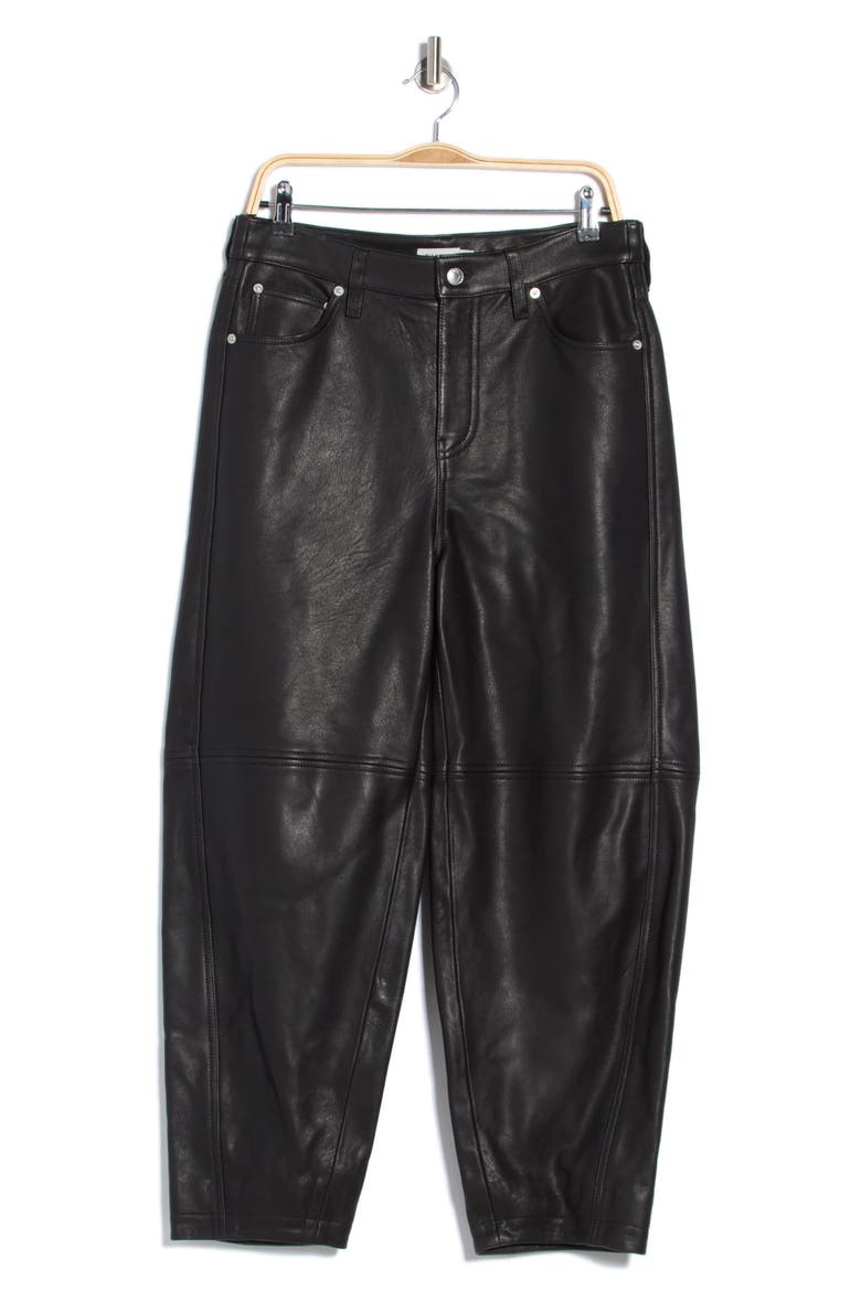 Waldon High Waist Curved Leg Leather Pants, Main, color, BLACK
