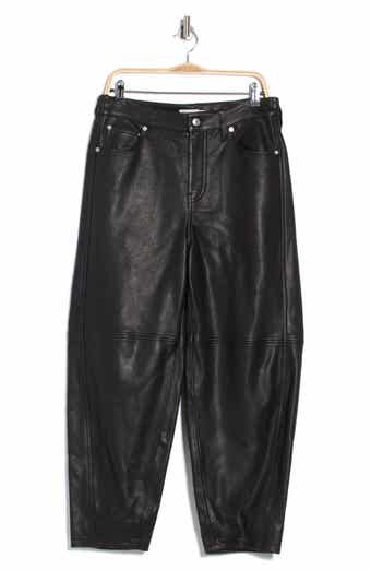 Waldon High Waist Curved Leg Leather Pants