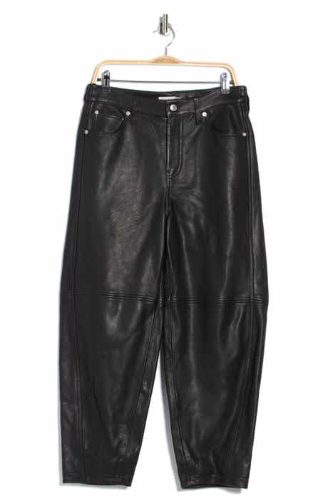 Waldon High Waist Curved Leg Leather Pants