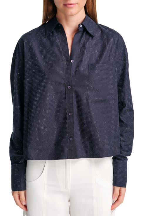 Average Joe Crystal Embellished Cotton Button-Up Shirt