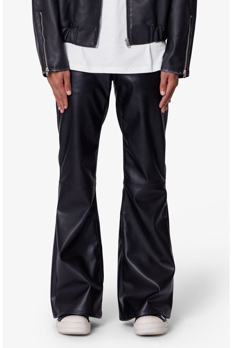 Faux Leather Flare Pants, Main, color, BLACK