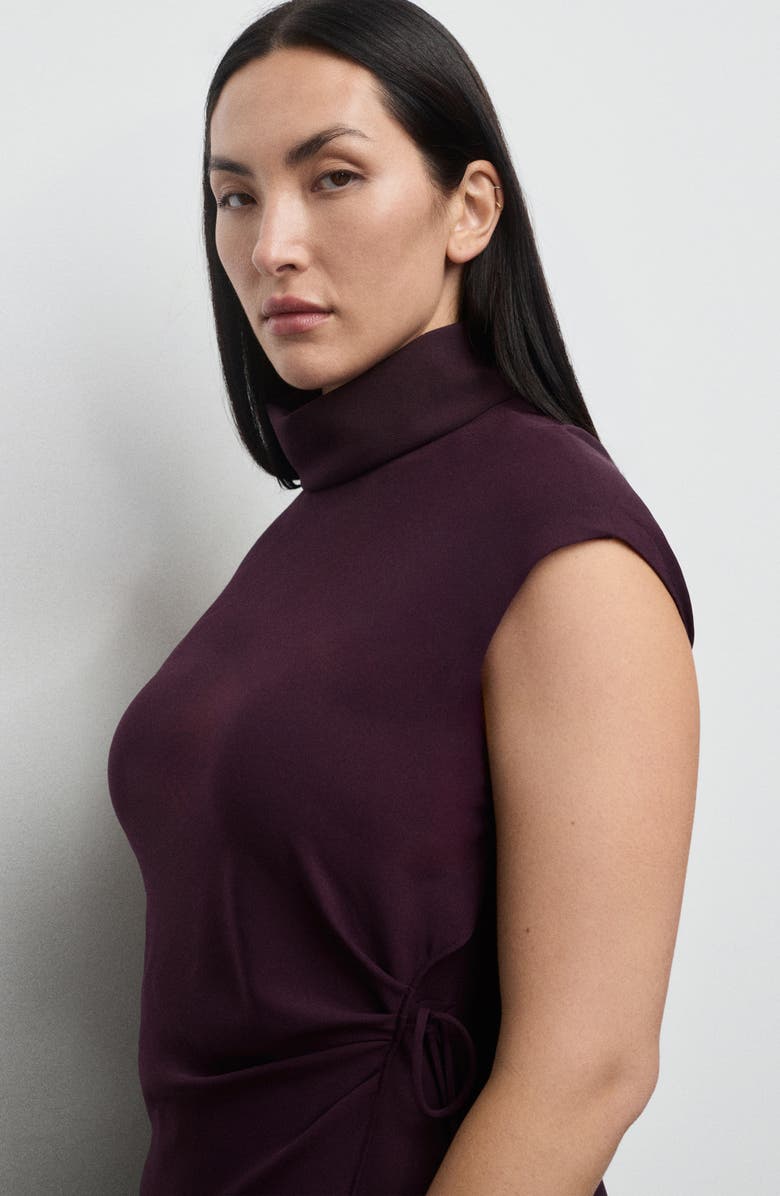 MANGO Turtleneck Faux Wrap Midi dress, Alternate, color, Purple