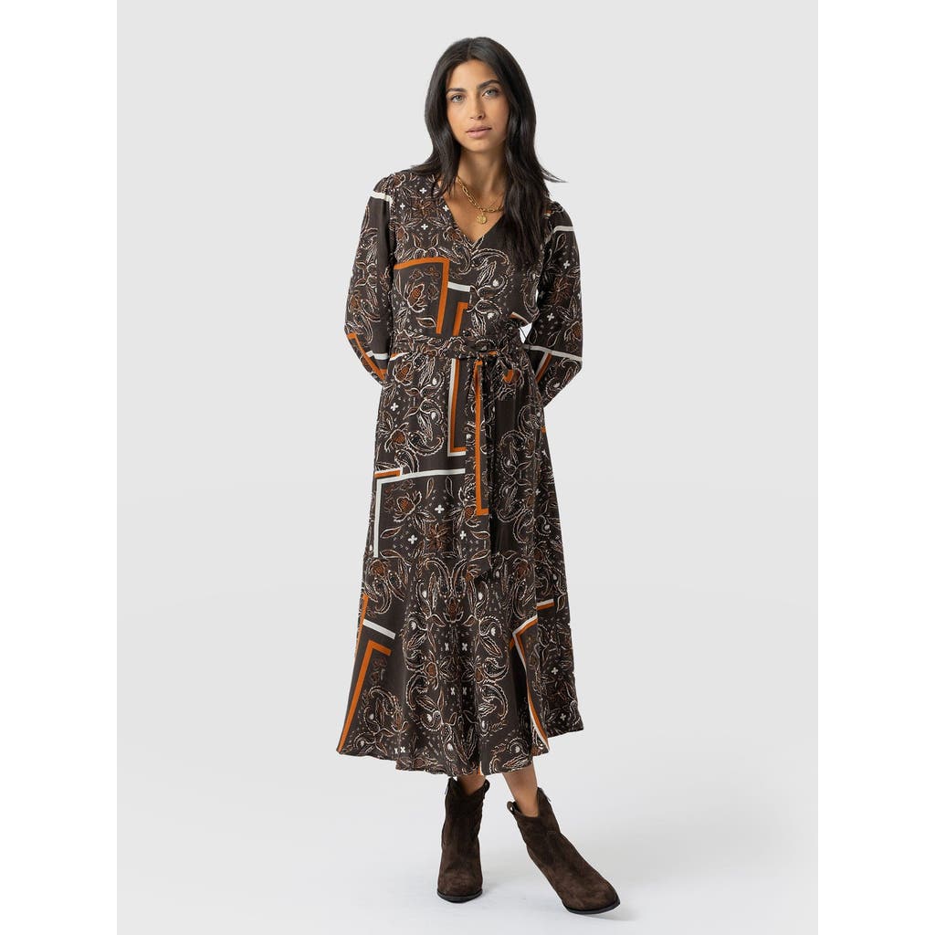 Saint And Sofia Saint + Sofia Allegra V-neck Dress In Brown
