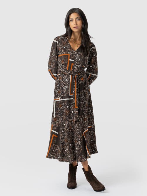 Saint And Sofia Saint + Sofia Allegra V-neck Dress In Brown