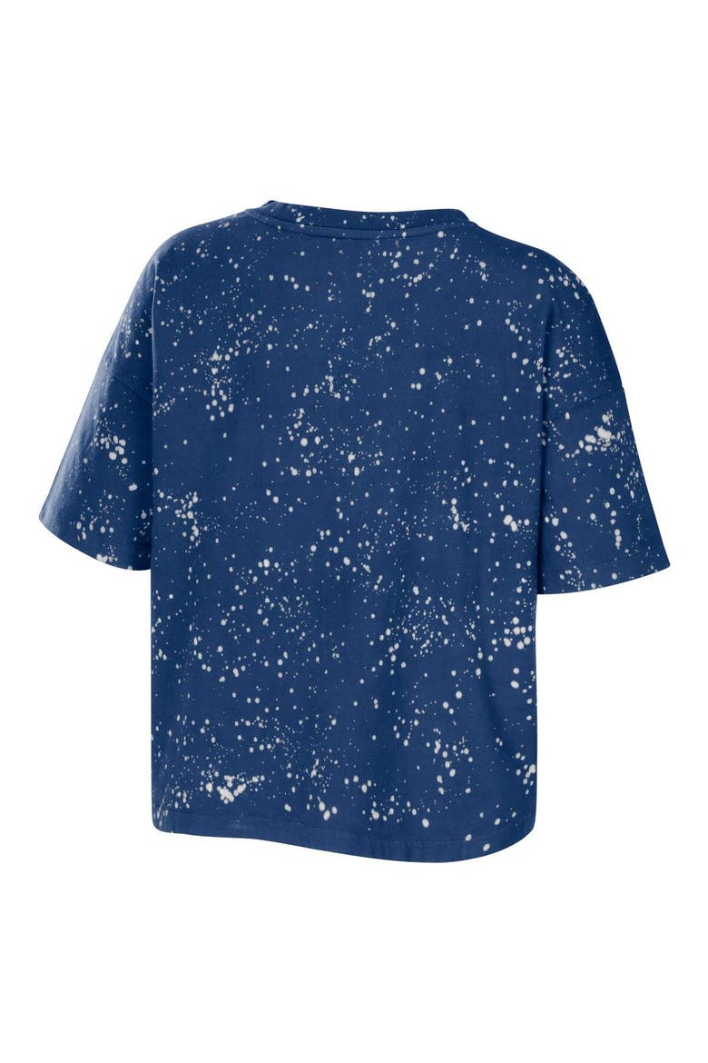 Women's WEAR by Erin Andrews Royal Kentucky Wildcats Bleach Wash Splatter Cropped Notch Neck T-Shirt, Alternate, color, Royal