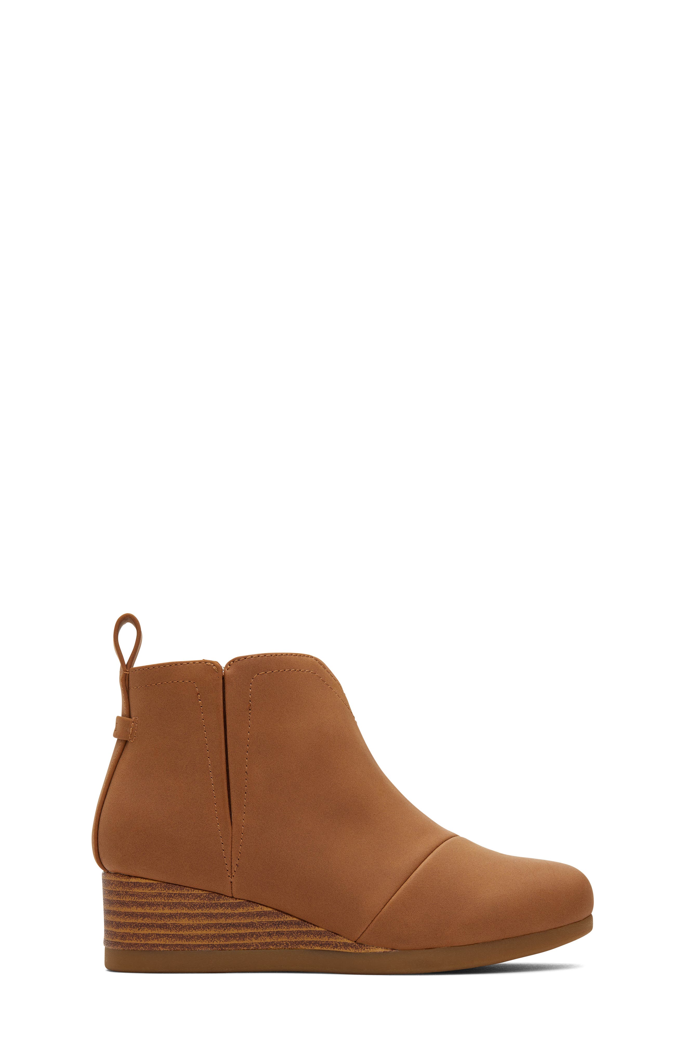 TOMS Kids' Clare Zip Wedge Bootie, Alternate, color, Tan