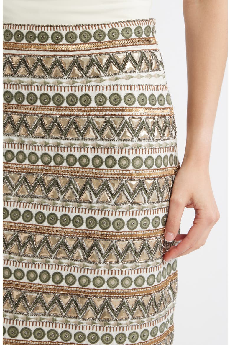 The Tate Embroidered Cotton Midi Skirt, Alternate, color, SKY WHITE/ GOLD/ GREEN