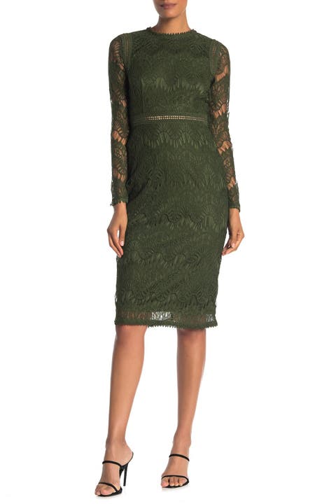 Lace Long Sleeve Midi Dress