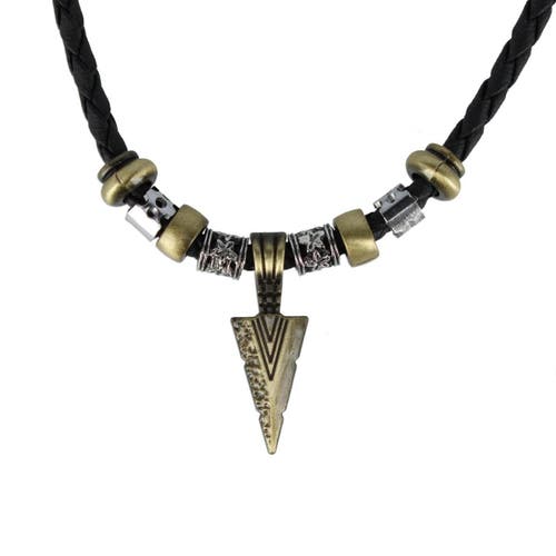 Trafalgar Cheyenne Triangle And Beaded Vegan Leather Adjustable Necklace In Black