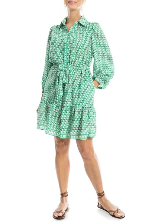 Long Sleeve Button Front Crepe Dress