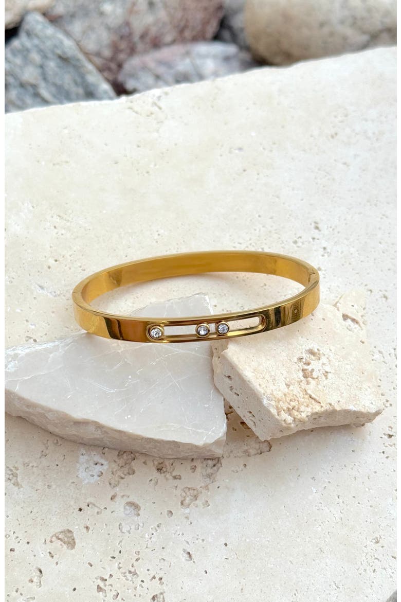 Tarnish Resistant Cubic Zirconia Bangle Bracelet, Alternate, color, GOLD