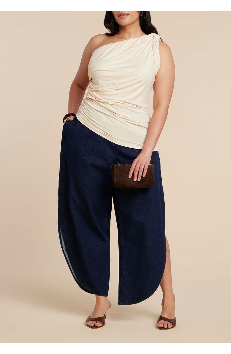 ELOQUII Sheer Twist Drape Top, Alternate, color, Dew