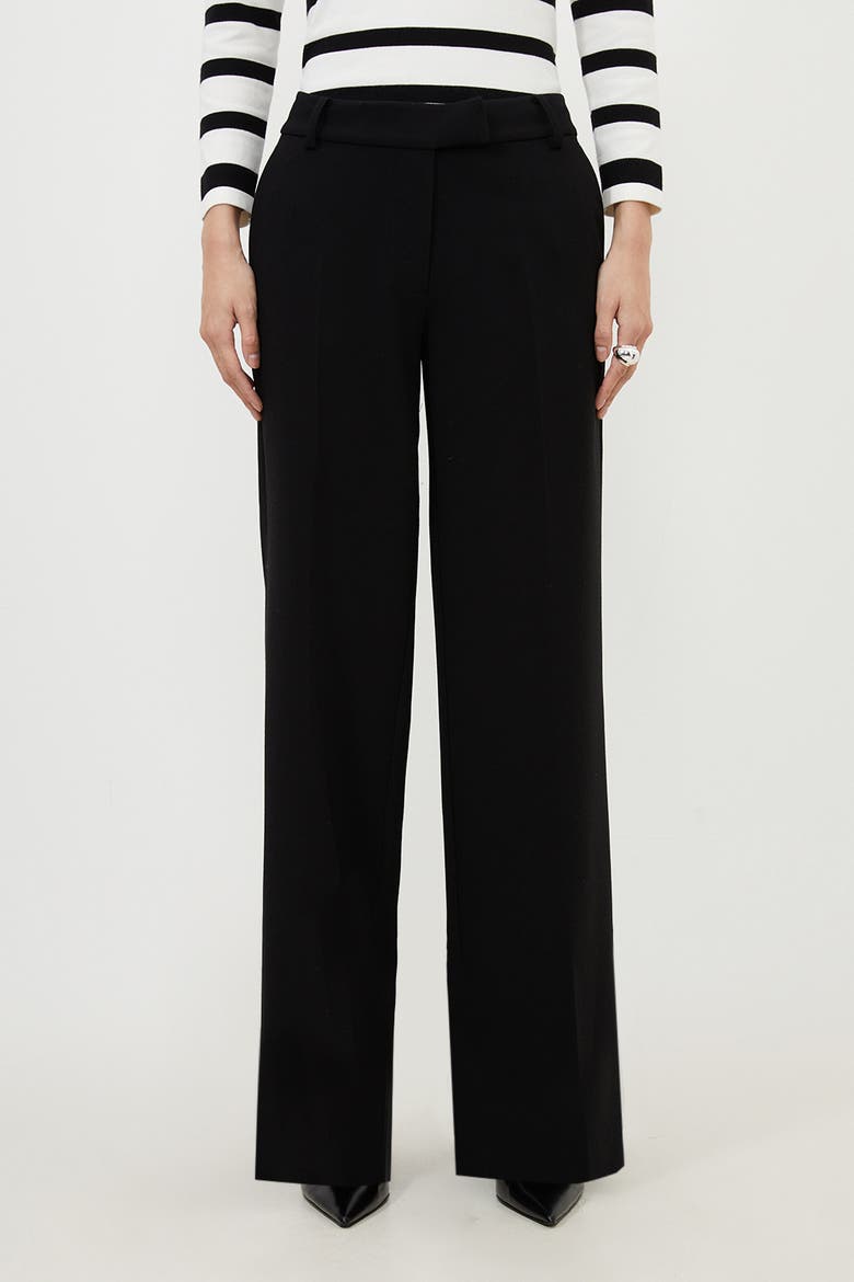 Petite Tailored Straight Leg Pants, Main, color, Black