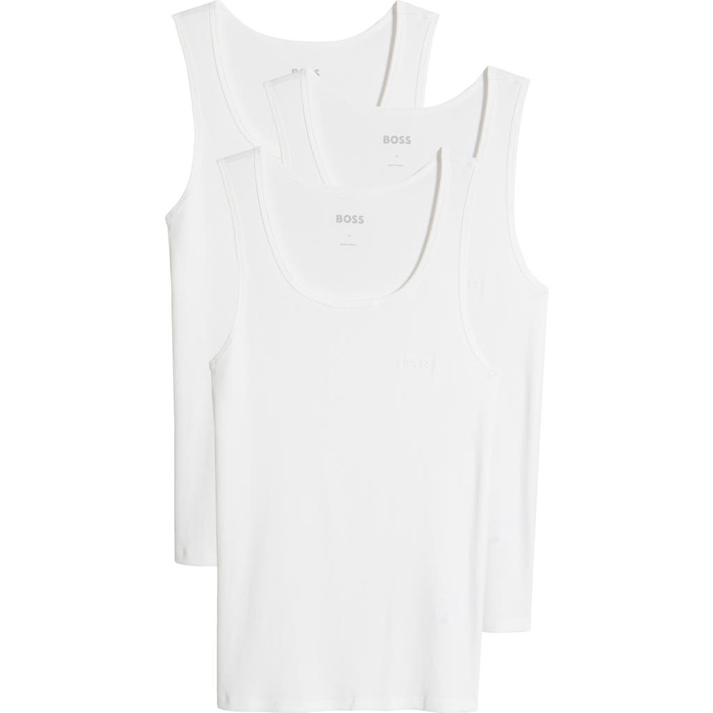 Hugo Boss Boss 3-pack Ribbed Cotton Tanks In White