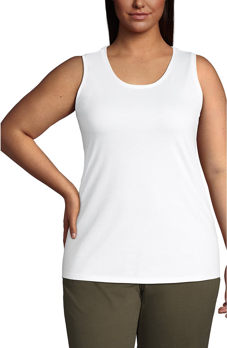 Lands' End Supima Cotton Tunic Tank Top, Alternate, color, White