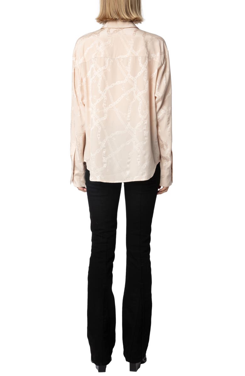 Zadig & Voltaire Morning Chain Jacquard Silk Button-Up Shirt, Alternate, color,