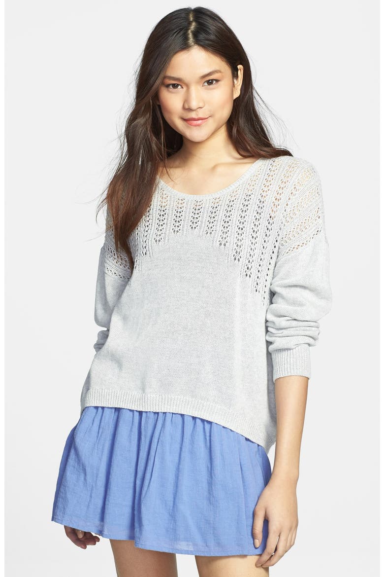 Placed Pointelle Pullover, Main, color, FUZZY